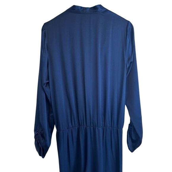 Amanda Uprichard Jadyn Navy Blue 100% Silk V-Neck Jumpsuit NWT Size Large - Picture 6 of 12